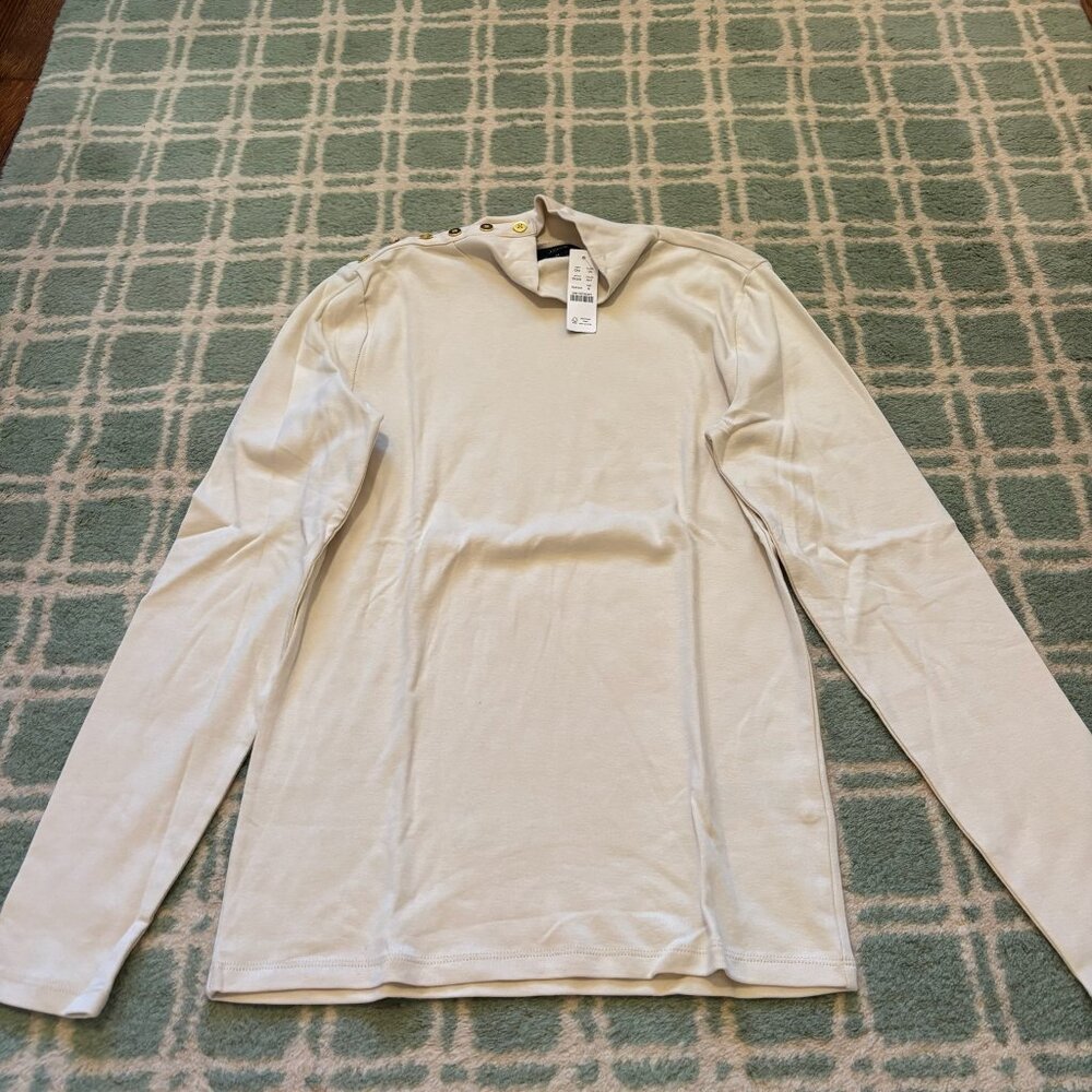 J.Crew buttoned mock neck tee M